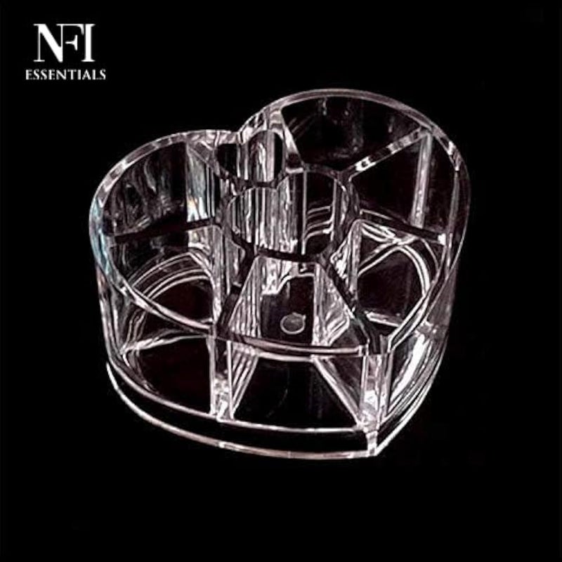 NFI essentials Heart-Shaped Clear Acrylic Makeup Organizer – 6 Compartment Cosmetic & Stationery Holder for Vanity, Desk & Bathroom – Multipurpose Plastic Storage Stand - Image 5