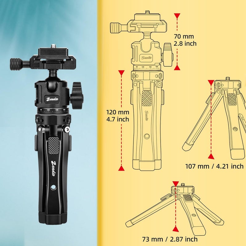 زيديو مجموعة زيديو للحامل ثلاثي القوائم المعدني الثقيل مع رأس كروي أركا - مجموعة تصوير الفيديو الشاملة للهاتف، حامل الهاتف المحمول وحامل ثلاثي القوائم للسفر لهواتف iPhone/Android، الكاميرا، الجيمبال، كاميرا الحركة، إلخ. - Image 5