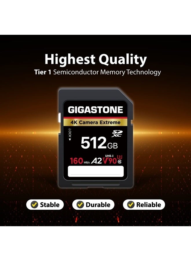 Gigastone 512GB SD Card, Camera Extreme, A2 V90 U3 SDXC Memory Card High Speed UHD Video Compatible with Canon Nikon Sony Panasonic Digital Camera, with 1 Mini case  - Image 5