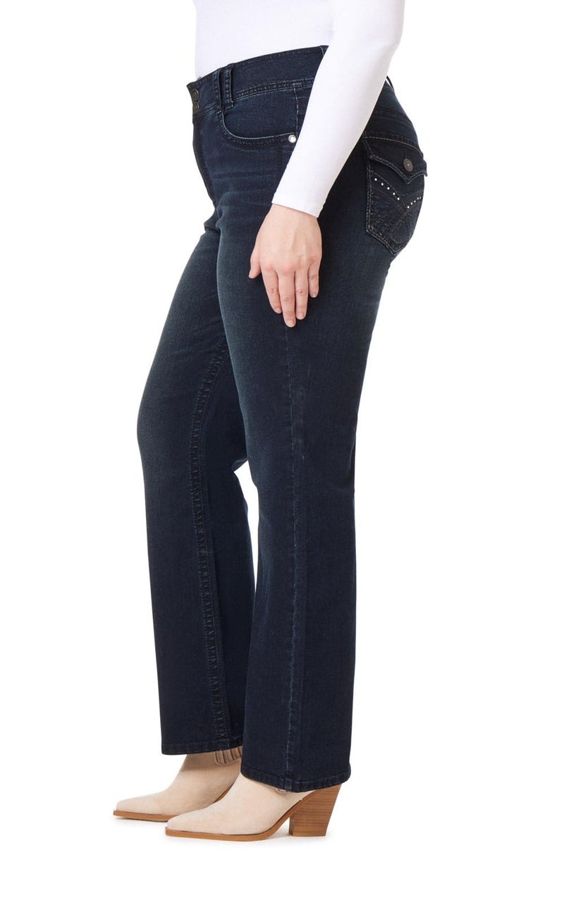 WallFlower Women's Size InstaStretch Luscious Curvy Bootcut Jeans, BlackBerry, 14 Plus - Image 2