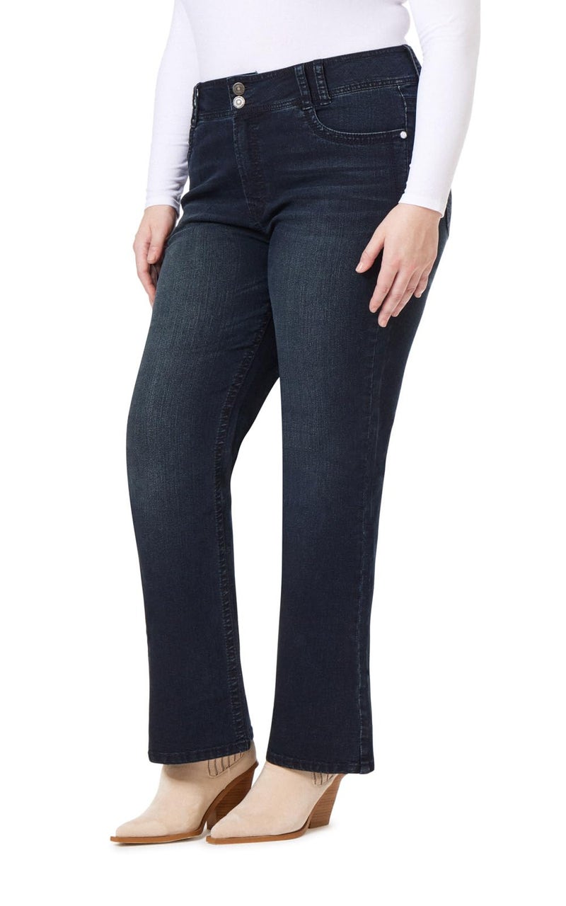 WallFlower Women's Size InstaStretch Luscious Curvy Bootcut Jeans, BlackBerry, 14 Plus - Image 3