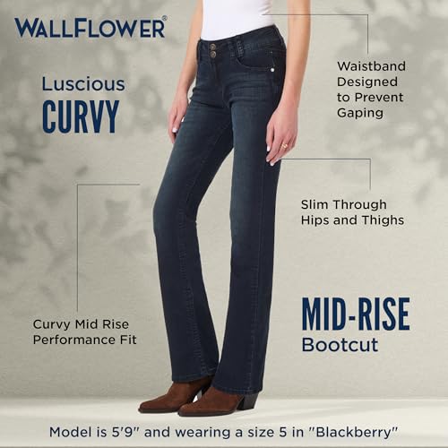 WallFlower Women's Size InstaStretch Luscious Curvy Bootcut Jeans, BlackBerry, 14 Plus - Image 4