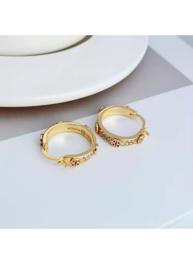 Burch TB Gold Broken Diamond Large Round Earrings - Image 2