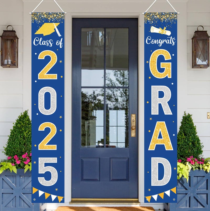 Labrostar Graduation Decorations 2025 GRAD Banner Blue Porch Door Sign Welcome Banner For Indoor Outdoor Wall Graduation Decorations Class of 2025 - Image 2