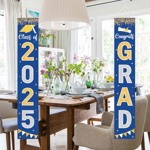 Labrostar Graduation Decorations 2025 GRAD Banner Blue Porch Door Sign Welcome Banner For Indoor Outdoor Wall Graduation Decorations Class of 2025 - Image 5