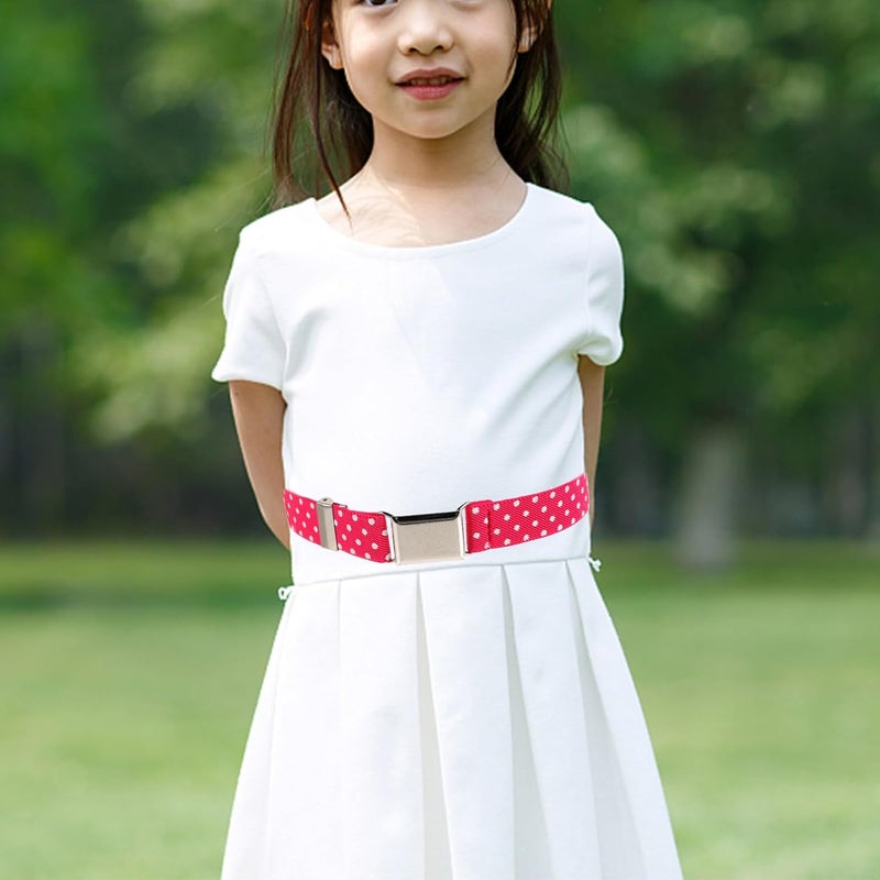 3pcs Adjustable Elastic Waist Belts for and Boys with Metal Buckle, Nylon Strap Pants Belts for Dresses and Casual Wear, Red Pattern Blue Pattern Black Colors - Image 4