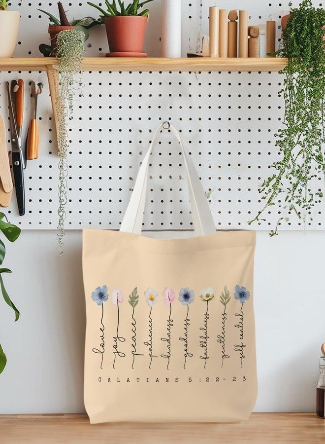 Supwhd Christian Tote Bag, Bible Bags Verse Canvas Tote for Women, Fruit of the Spirit Galatians 5:22-23, Gifts for Christian Women - Image 3