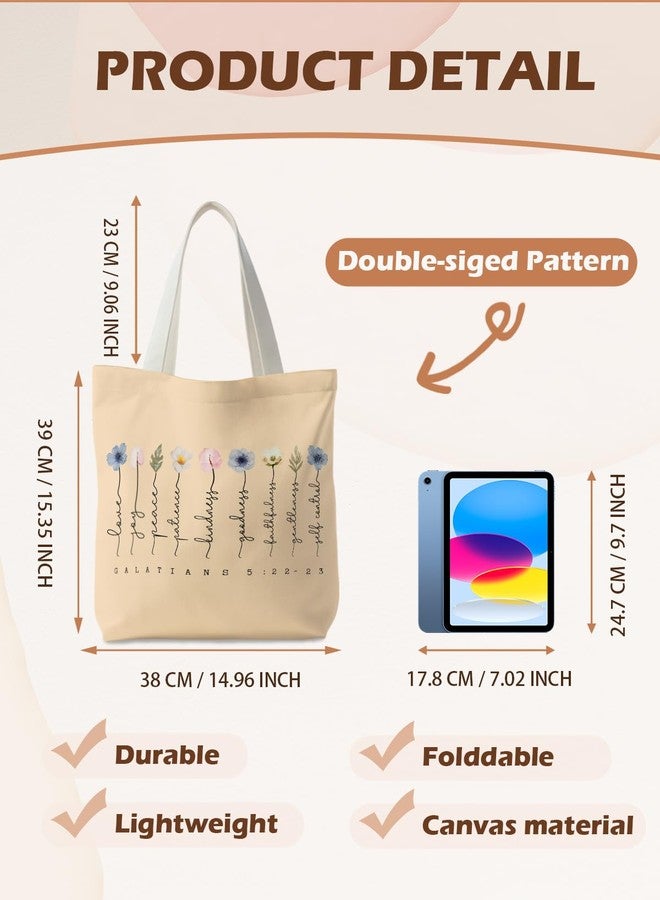 Supwhd Christian Tote Bag, Bible Bags Verse Canvas Tote for Women, Fruit of the Spirit Galatians 5:22-23, Gifts for Christian Women - Image 5