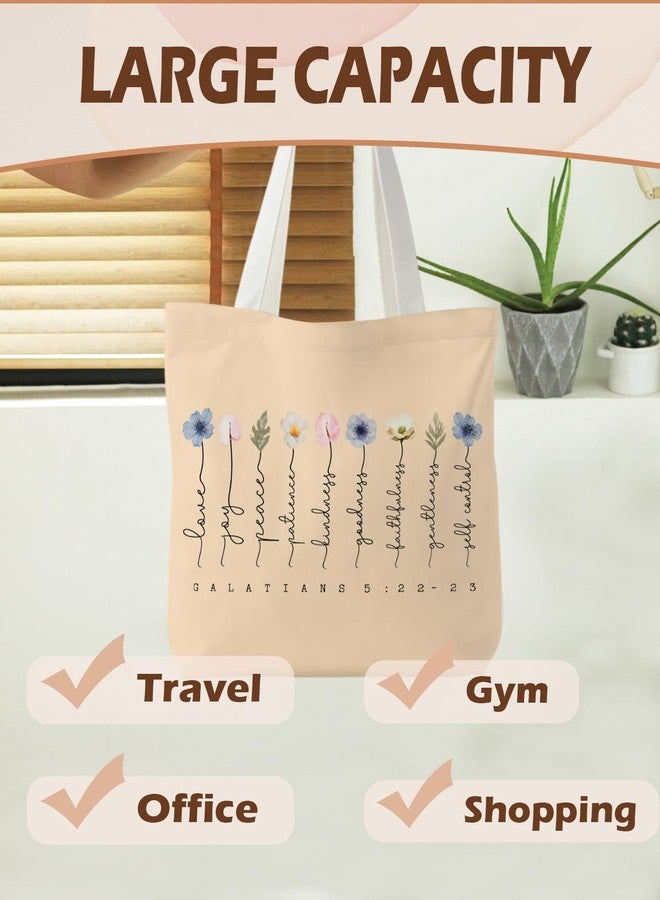 Supwhd Christian Tote Bag, Bible Bags Verse Canvas Tote for Women, Fruit of the Spirit Galatians 5:22-23, Gifts for Christian Women - Image 4
