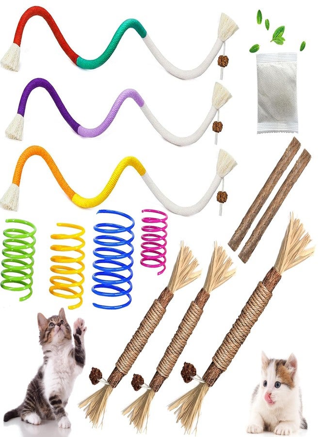 itPlus Cat Toys Chew Ropes, Silvervine Sticks Catnip Rope Toys with Refillable Natural Catnip for Cats Dental Care, Safe Teeth Cleaning Toy for Indoor Cat Kitty Kicker Toy Interactive Catnip Kitty Toys - Image 1
