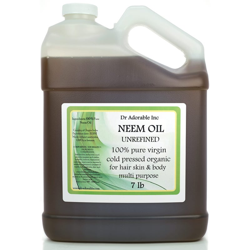 Dr Adorable 7 lb Neem Oil Unrefined 100 Pure Natural Organic Cold Pressed