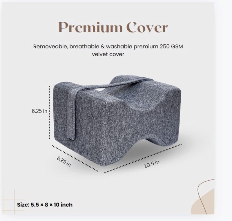 Benzola Your Comfort Partner Knee Pillow for Sleeping Memory Foam Leg Wedge Cushion Side Sleeper AntiSlip Sciatica Pregnancy Grey - Image 3