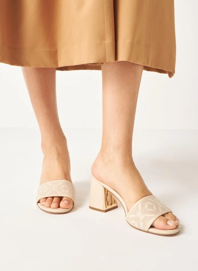 ايل Women Textured Slip On Sandals with Block Heels