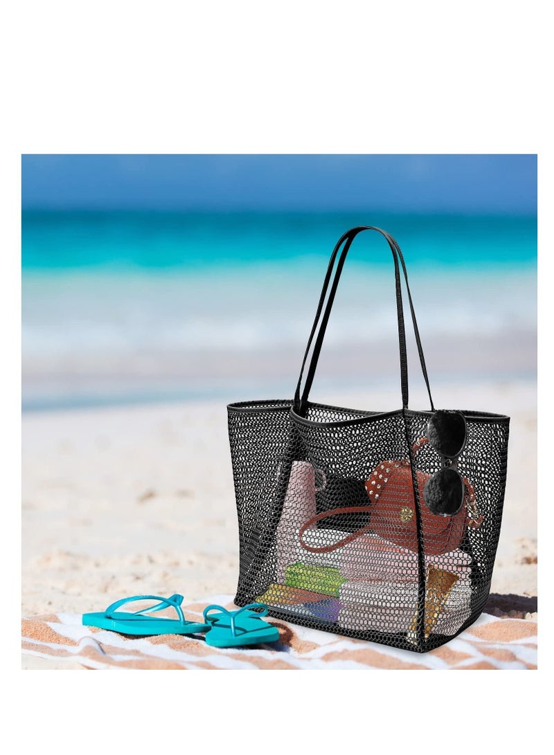 SYOSI Tote Bag Large Summer Beach Bag, Mesh Tote Bag for Ladies and Girls, Shopping Bag Reusable, Large Casual Shoulder Bag with Zipper Inner Pocket for Travel Daily Pool Gym Picnic, Lightweight Grocery Bag  - Image 2