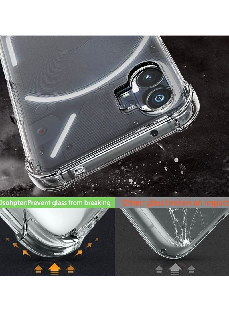 حافظة هاتف Nothing Phone 1 شفافة مع 2 قطعة واقي شاشة زوايا معززة TPU امتصاص الصدمات غلاف مرن للهاتف المحمول - Image 2