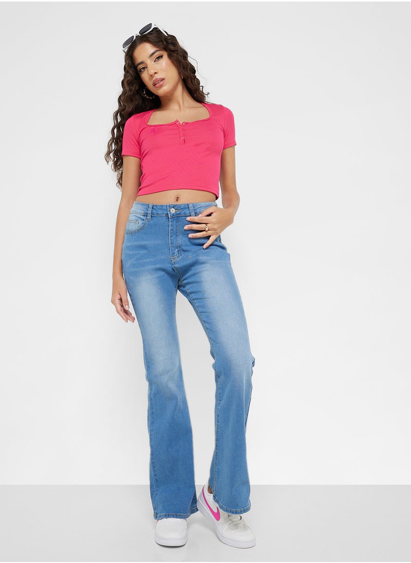 Ginger - Button Up Scoop Neck Tshirt - Image 1