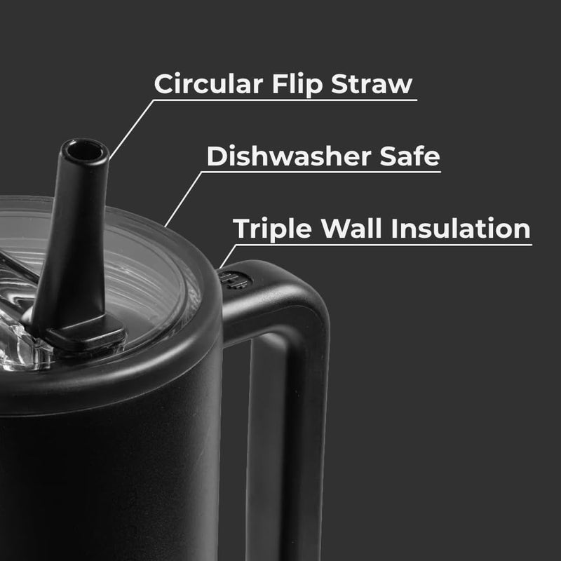 HydroJug Traveler - 40 oz Water Bottle with Handle & Flip Straw - Fits in Cup Holder, Leak Resistant Tumbler-Reusable Insulated Stainless Steel & Rubber Base - Gifts for Women & Men, Midnight - Image 2