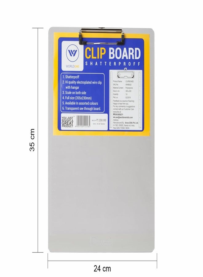 Worldone Exam Board Shatter Resistance, Scale on Left Side, Electroplated Wire Clip, Metal Hook for Ease of Hanging, Transparent PP Board, Ideal for Exams Transparent Natural, Pack of 2 - Image 3