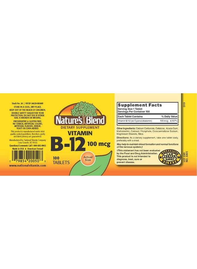 Nature's Blend فيتامين ب-12 NAT 100 ميكروغرام 100 - Image 2