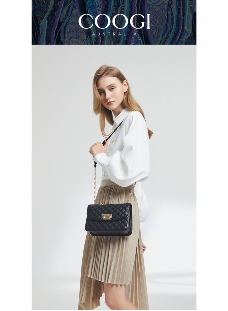 COOGI handbag - premium luxury women's bag, genuine leather, new style, women's shoulder bag, fashionable and versatile, chain strap bag, diamond pattern crossbody bag - Image 2