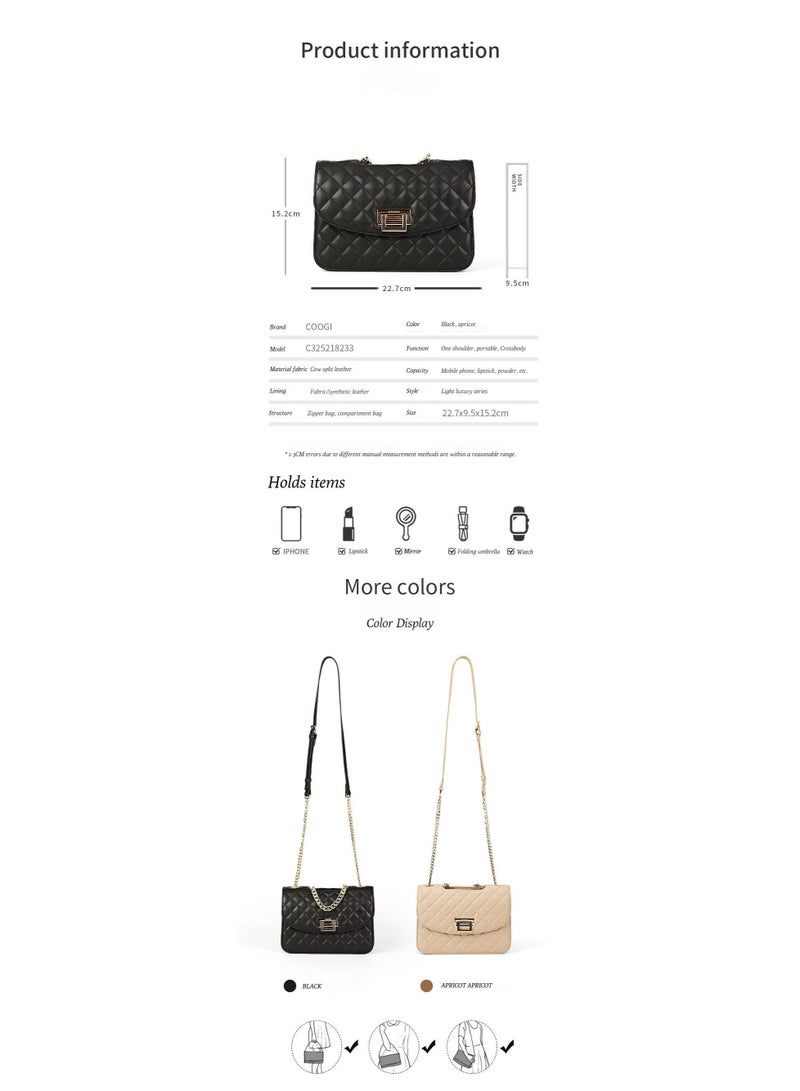 COOGI handbag - premium luxury women's bag, genuine leather, new style, women's shoulder bag, fashionable and versatile, chain strap bag, diamond pattern crossbody bag - Image 4