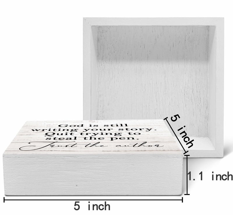 SRADMO God Is Still Writing Your Story, Prayer Room Decor, Christian Bible Verse Decor Wooden Box Sign For Home Office, Inspirational Signs Shelf Table Decorations - Image 2