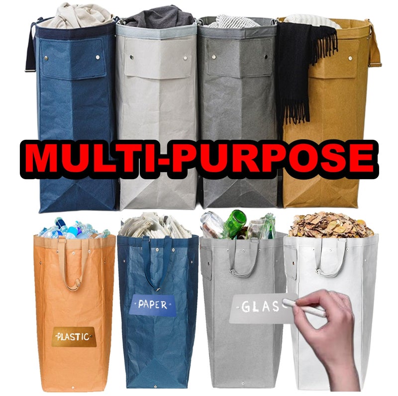 QUALIALL Kitchen Recycling Bin, Large Washable Paper Bags - Sturdy, Foldable, Space-Saving - Multipurpose Trash Can for Kitchen, Garden, and Indoor Use, 4 Colors, 4 Packs/Set - Image 5