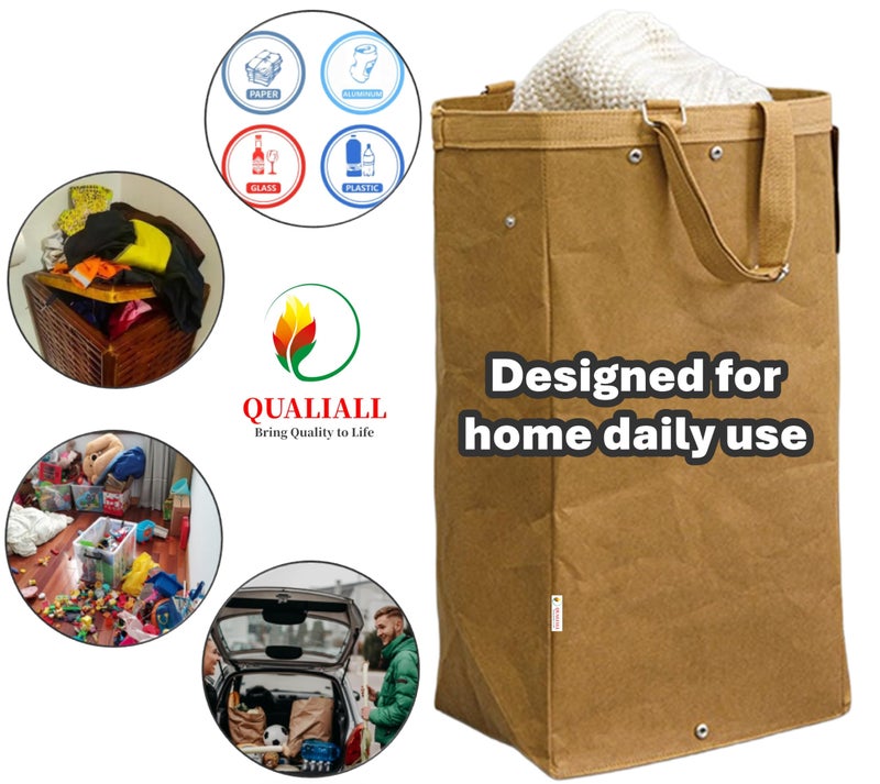 QUALIALL Kitchen Recycling Bin, Large Washable Paper Bags - Sturdy, Foldable, Space-Saving - Multipurpose Trash Can for Kitchen, Garden, and Indoor Use, 4 Colors, 4 Packs/Set - Image 4