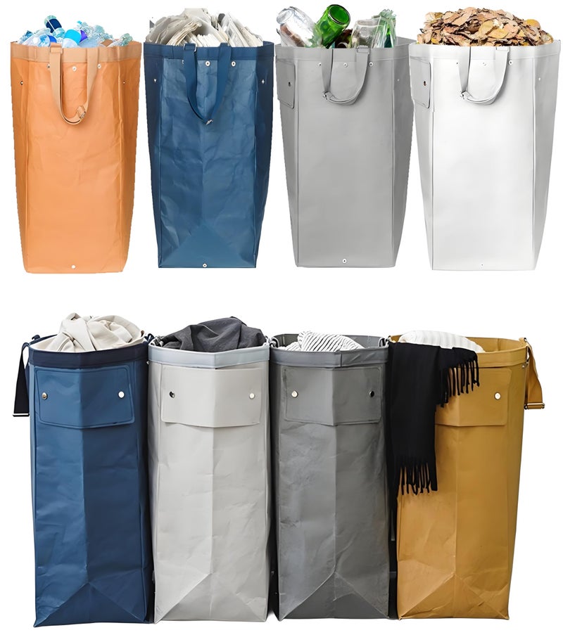 QUALIALL Kitchen Recycling Bin, Large Washable Paper Bags - Sturdy, Foldable, Space-Saving - Multipurpose Trash Can for Kitchen, Garden, and Indoor Use, 4 Colors, 4 Packs/Set - Image 1