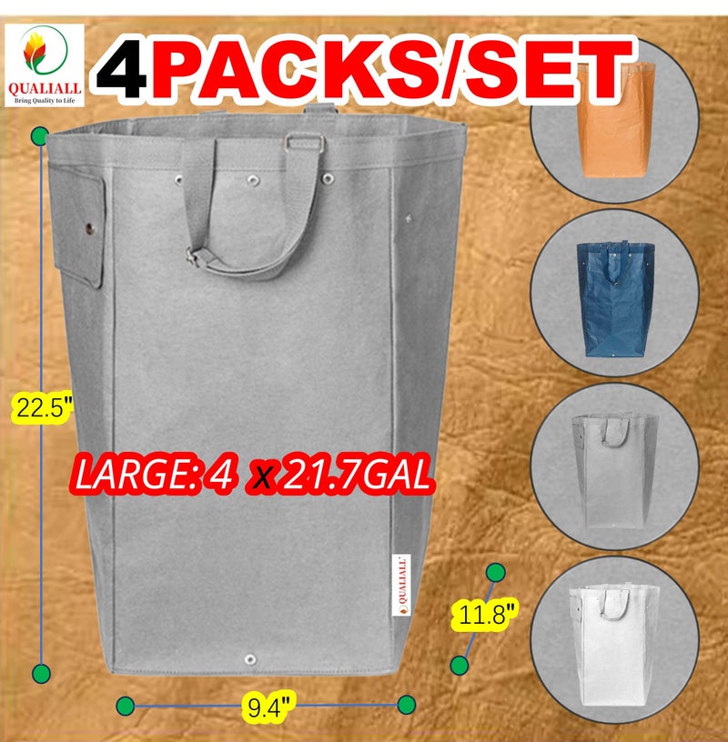 QUALIALL Kitchen Recycling Bin, Large Washable Paper Bags - Sturdy, Foldable, Space-Saving - Multipurpose Trash Can for Kitchen, Garden, and Indoor Use, 4 Colors, 4 Packs/Set - Image 3
