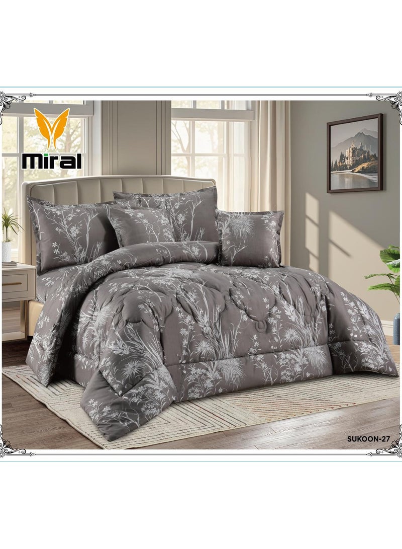 Miral 6-Piece Double Bed Comforter Set – Soft Printed Quilt with Full Fitted Sheet and Pillow Covers – Size 220×240 cm - Image 1