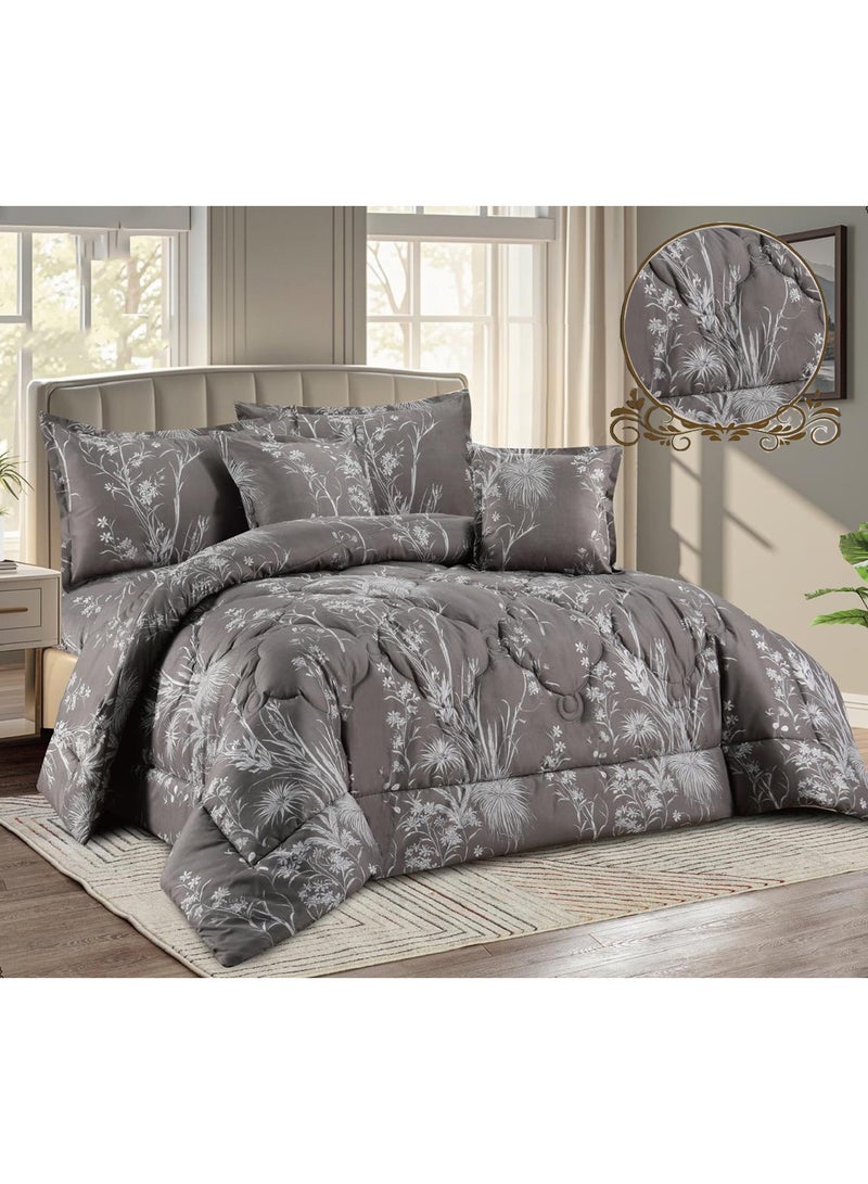 Miral 6-Piece Double Bed Comforter Set – Soft Printed Quilt with Full Fitted Sheet and Pillow Covers – Size 220×240 cm - Image 3