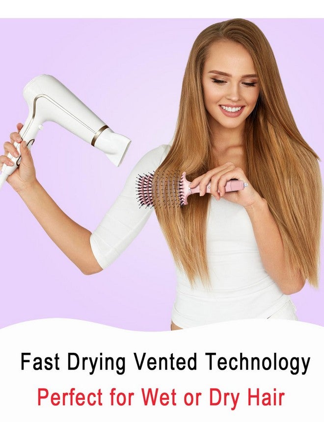 KTKUDY Wet & Dry Vented Detangling Hair Brush Glides Through Tangles Detangler Brush With Boar Bristles For Women Men & Kids Faster Blow Drying Curved Hairbrush - Image 5