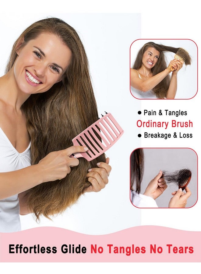 KTKUDY Wet & Dry Vented Detangling Hair Brush Glides Through Tangles Detangler Brush With Boar Bristles For Women Men & Kids Faster Blow Drying Curved Hairbrush - Image 3