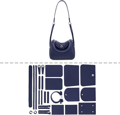 POPSEWING DIY Bag Kit, Leather Shoulder Bag Kit (Large, Navy Blue) - Image 1
