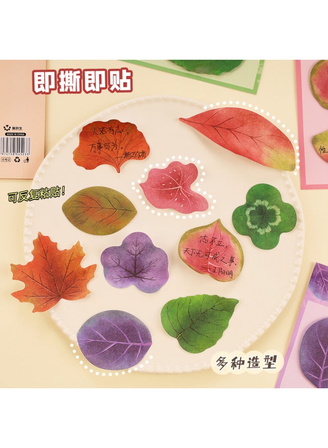 HELPS Creative Simulation Leaf Combination Post-it Notes Cute Student Leaf Note Paper Small Fresh Maple Leaf Message N Times - Image 3