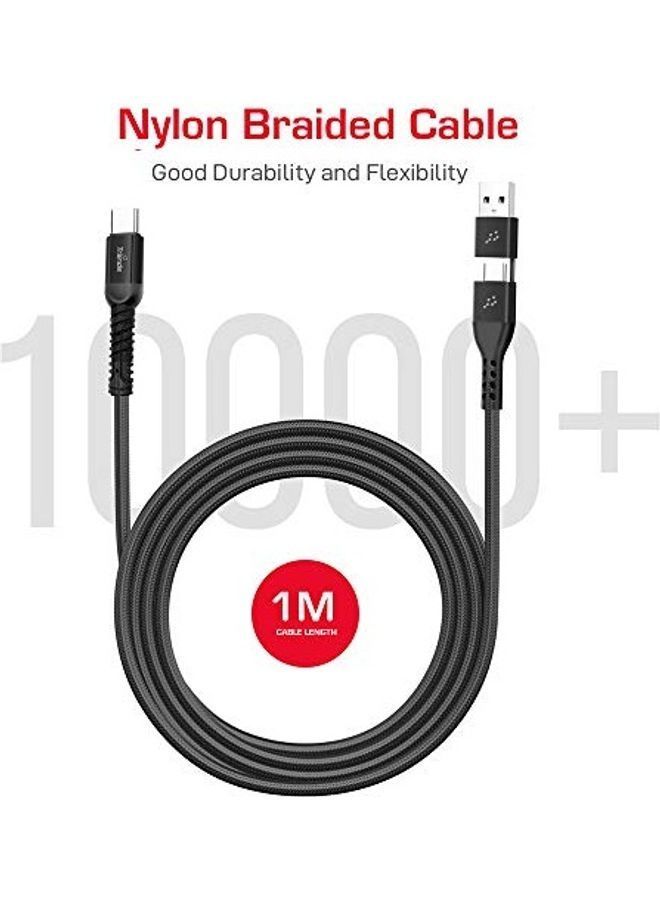 NIBEMINENT 2-In-1 Type-C To And USB Cable Black - Image 2