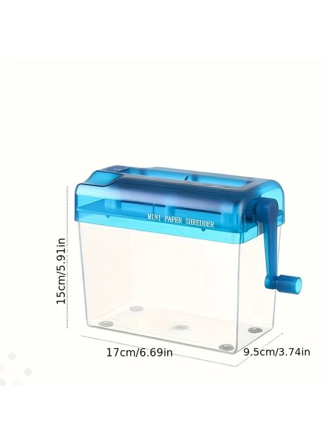Sea Blue Manual Heavy Duty Paper Shredder Vertical Feed No Power Needed Desktop Use - Image 4