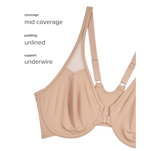 Wacoal womens Body By Wacoal Unlined Front Close Underwire Racerback Bra, Black, 36D - Image 3