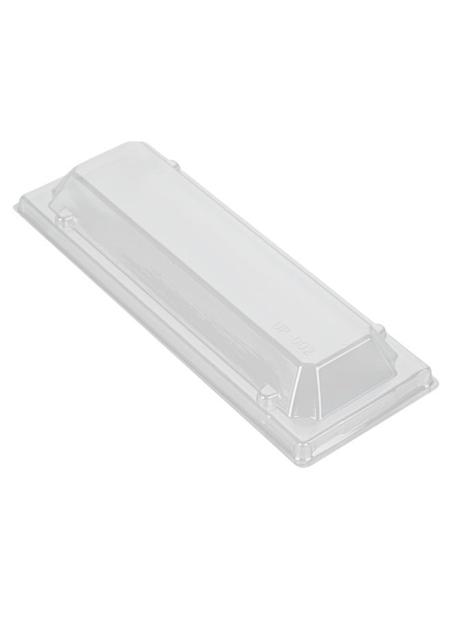 Restaurantware LIDS ONLY: Taipei 8 x 3 x 1.3 Inch Rectangle Transparent Lids, 100 Plastic Lids For 9 Ounce Rectangle Wooden Containers - Containers Sold Separately, Clear Plastic To Go Box Lids  - Image 1