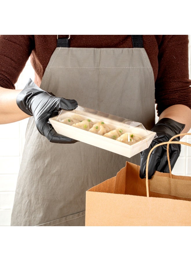 Restaurantware LIDS ONLY: Taipei 8 x 3 x 1.3 Inch Rectangle Transparent Lids, 100 Plastic Lids For 9 Ounce Rectangle Wooden Containers - Containers Sold Separately, Clear Plastic To Go Box Lids  - Image 5