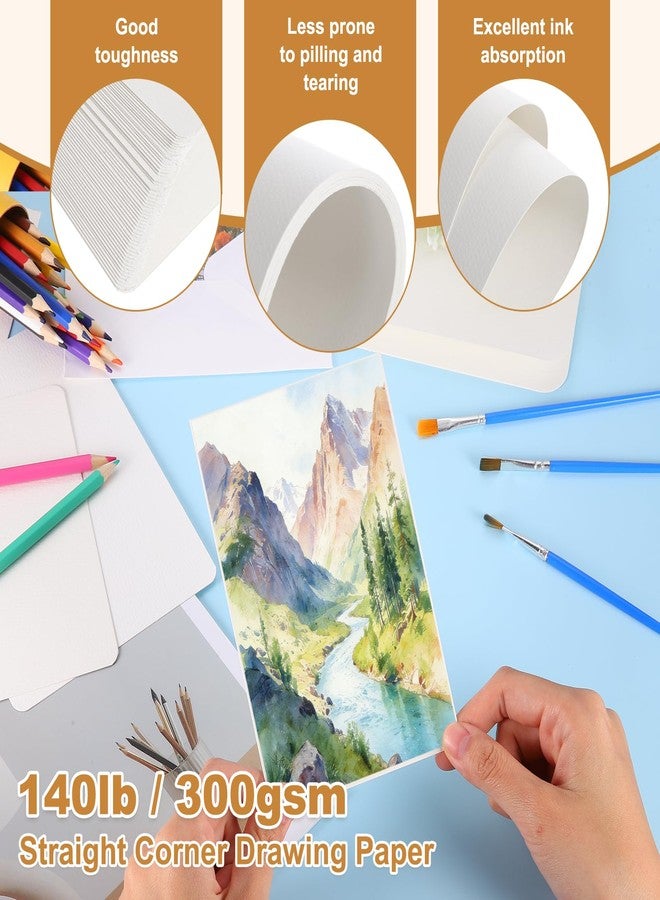 MECCANIXITY 20 Set Watercolor Paper with Envelopes 7 x 5 Inch 140lb/300gsm Artist Painting Drawing Paper Cold Press Water Color Sheet with Blue Case for Sketchbook Journal (Round Corner) - Image 4