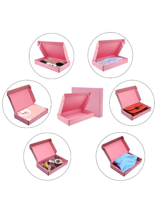 JOUDIYA 10Pcs Gift Boxes, Shipping Boxes for Small Business, 25 x 15 x 4cm, Corrugated Cardboard Boxes for Shipping, Packaging, Storage, Craft Gifts Giving, Pink - Image 2