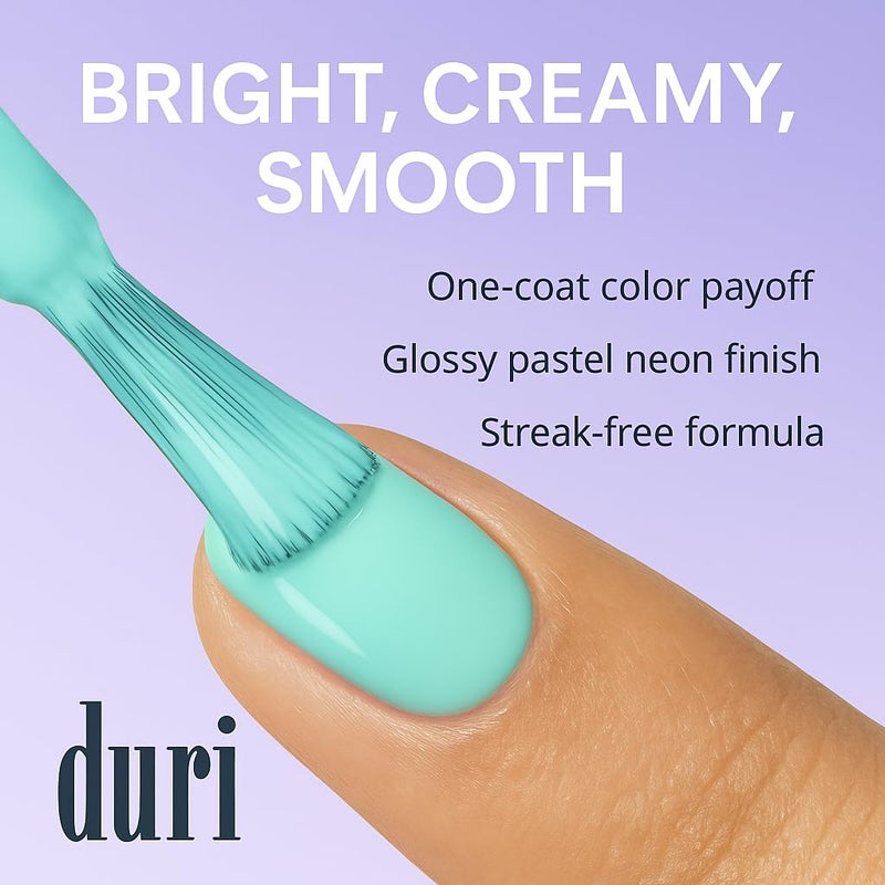 duri Nail Polish, 107S Cloud True Blue, Pastel Blue Color, Full Coverage, Glossy Finish, Quck Drying, 0.45 Fl Oz - Image 4