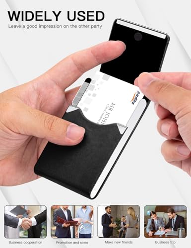 Padike Professional Business Card Holder PU Leather Business Card Case Name Card Holder Slim Metal Pocket Card Holder with Magnetic Shut (Y-Black) - Image 5