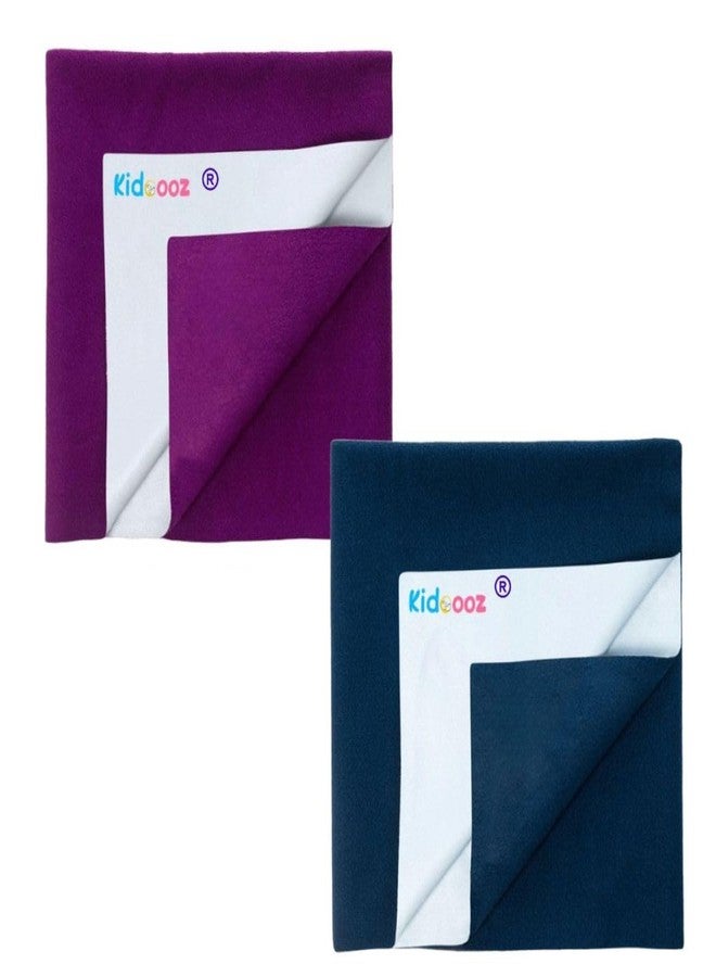 Kidoooz Anti-Piling Fleece Extra Absorbent Instant Dry Sheet for Baby, Baby Bed Protector, Waterproof Sheet (2, Plum+Navy Blue, Medium) - Image 1