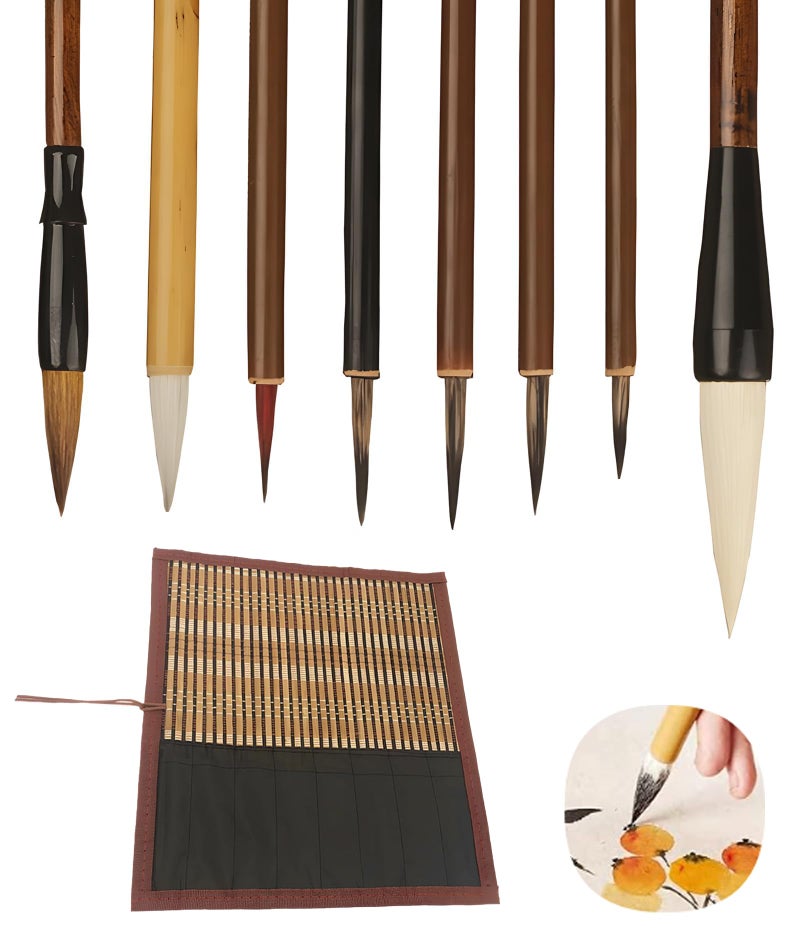 Korvika 9-Piece calligraphy pen set,Calligraphy Set, Chinese Calligraphy Brush Pen Set for Painting, Watercolor Brush Pens with Ink, Brush Pen for Calligraphy and Painting, Ideal for Artists and Beginners - Image 1