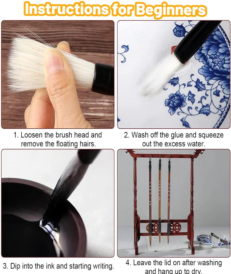Korvika 9-Piece calligraphy pen set,Calligraphy Set, Chinese Calligraphy Brush Pen Set for Painting, Watercolor Brush Pens with Ink, Brush Pen for Calligraphy and Painting, Ideal for Artists and Beginners - Image 4