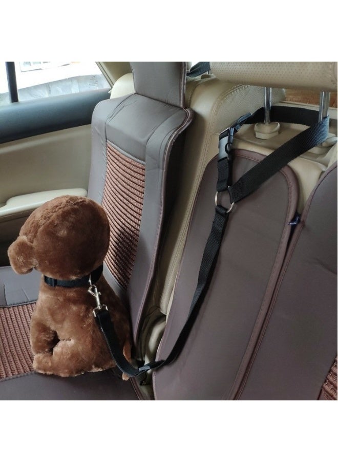 2 Packs Dog Cat Safety Seat Belt Strap Car Headrest Restraint Adjustable Nylon Fabric Dog Restraints Vehicle Seatbelts Harness - Image 3