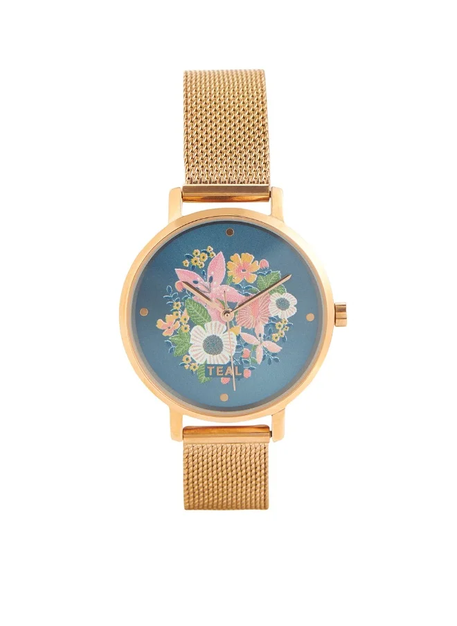 تشامباك Wildflower Watch Metal, Mesh Strap - Rose Gold